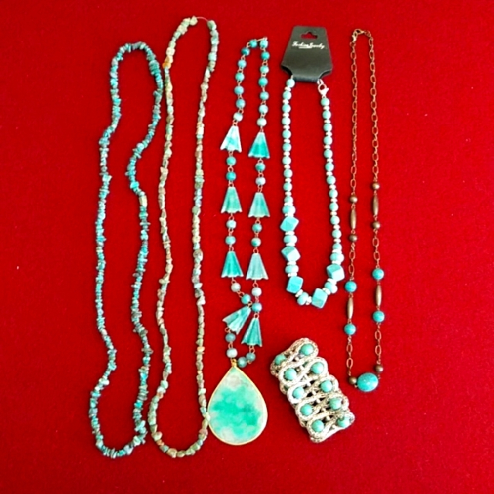 Fashion Jewelry Lot - Turquoise - One Bracelet - Five Necklaces
